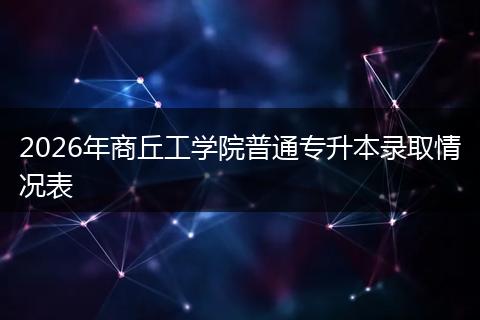 2026年商丘工学院普通专升本录取情况表