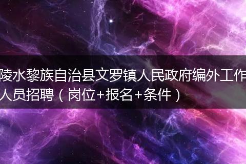 陵水黎族自治县文罗镇人民政府编外工作人员招聘（岗位+报名+条件）