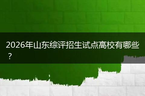 2026年山东综评招生试点高校有哪些？