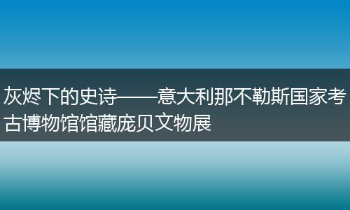 灰烬下的史诗——意大利那不勒斯国家考古博物馆馆藏庞贝文物展
