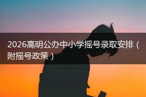 2026高明公办中小学摇号录取安排（附摇号政策）