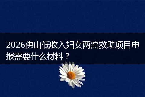 2026佛山低收入妇女两癌救助项目申报需要什么材料？