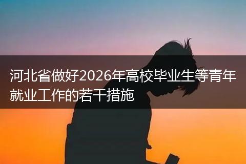 河北省做好2026年高校毕业生等青年就业工作的若干措施