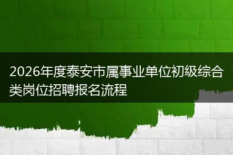 2026年度泰安市属事业单位初级综合类岗位招聘报名流程