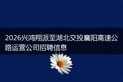 2026兴鸿翔派至湖北交投襄阳高速公路运营公司招聘信息