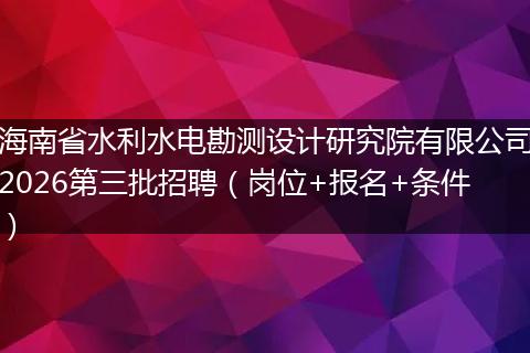 海南省水利水电勘测设计研究院有限公司2026第三批招聘（岗位+报名+条件）
