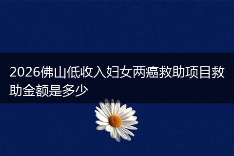 2026佛山低收入妇女两癌救助项目救助金额是多少