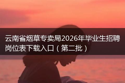 云南省烟草专卖局2026年毕业生招聘岗位表下载入口（第二批）