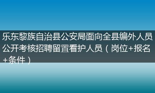 乐东黎族自治县公安局面向全县编外人员公开考核招聘留置看护人员（岗位+报名+条件）