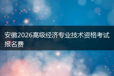 安徽2026高级经济专业技术资格考试报名费