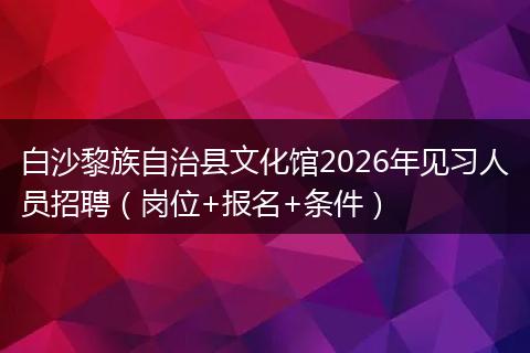 白沙黎族自治县文化馆2026年见习人员招聘（岗位+报名+条件）
