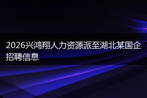 2026兴鸿翔人力资源派至湖北某国企招聘信息